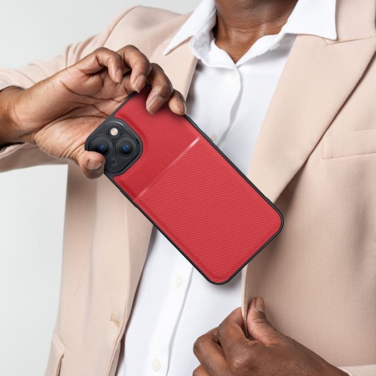 Forcell Noble Back Case priekš Xiaomi Redmi Note 13 Pro Plus 5G - Sarkans - mākslīgās ādas aizmugures apvalks ar iebūvētu metālisku plāksni / bampers-vāciņš 
