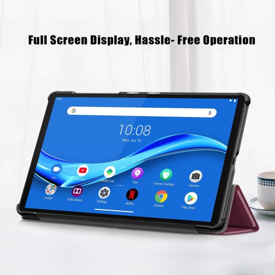 Tri-fold Stand PU Smart Auto Wake/Sleep Leather Case priekš Xiaomi Redmi Pad Pro 12.1 - Bordo - sāniski atverams maciņš ar stendu