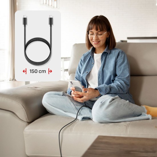 Forcell F-Energy Smart Charge Qi2 15W Wireless Charger with MagSafe with Type-C Cable 1.5M - Melns - Ātrs induktīvs bezvadu USB-C lādētājs paliktnis