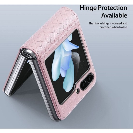 Dux Ducis Bril Case priekš Samsung Galaxy Flip7 5G - Rozā - mākslīgās ādas aizmugures apvalks / vāciņš