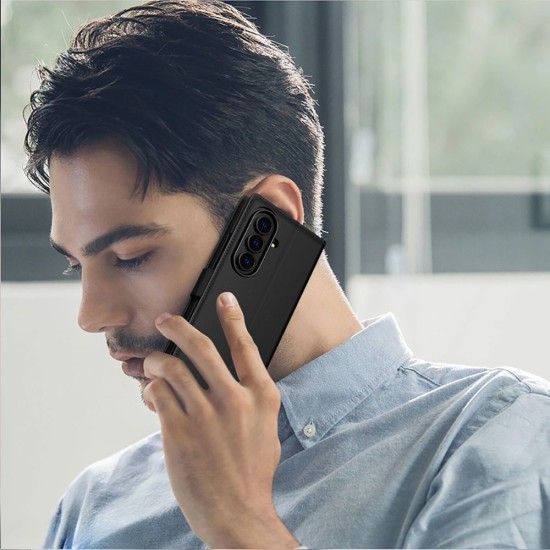 Tech-Protect Wallet Book Case priekš Samsung Galaxy Fold7 5G - Melns - sāniski atverama grāmatiņa / grāmatveida maks