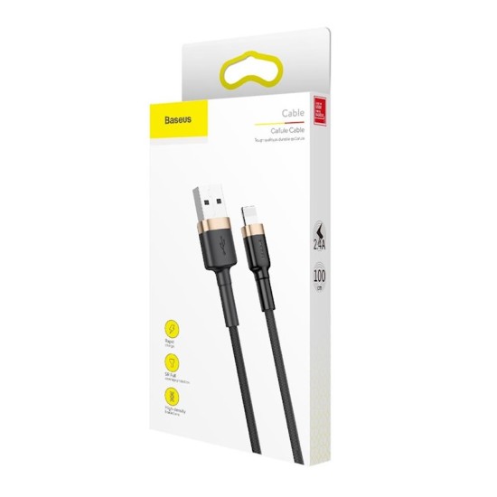 Baseus 2M Cafule 1.5A USB to Lightning cable - Melns / Zelts - Apple iPhone / iPad lādēšanas un datu kabelis / vads