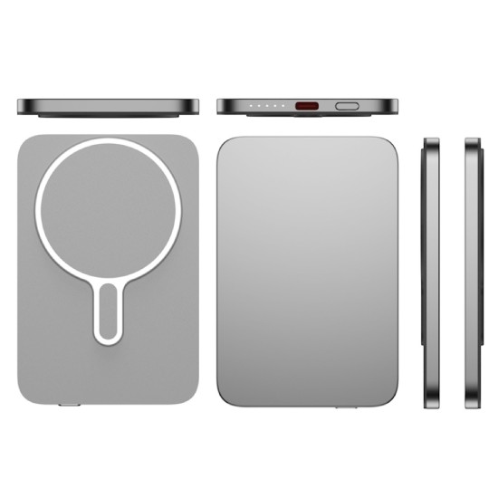 Qualo 5000mAh MagSafe Power Bank 20W with USB Type-C - Pelēks - Ārējas uzlādes batereja lādētājs-akumulators ar MagSafe