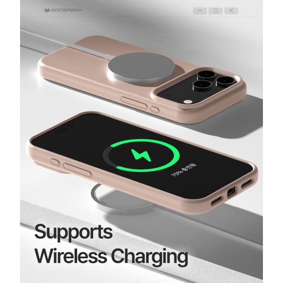 Mercury Pure Silicone Case (Microfiber Soft Touch) with MagSafe priekš Apple iPhone 17 Air - Rozā Smiltis - matēts silikona aizmugures apvalks (bampers vāciņš)