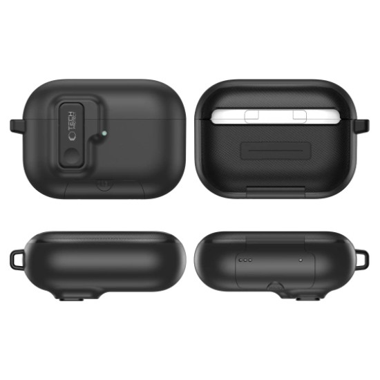 Tech-Protect Slim Hook Case priekš Apple Airpods Pro 3 - Melns - silikona apvalks bezvadu austiņu lādēšanas ierīcei ar karabīni