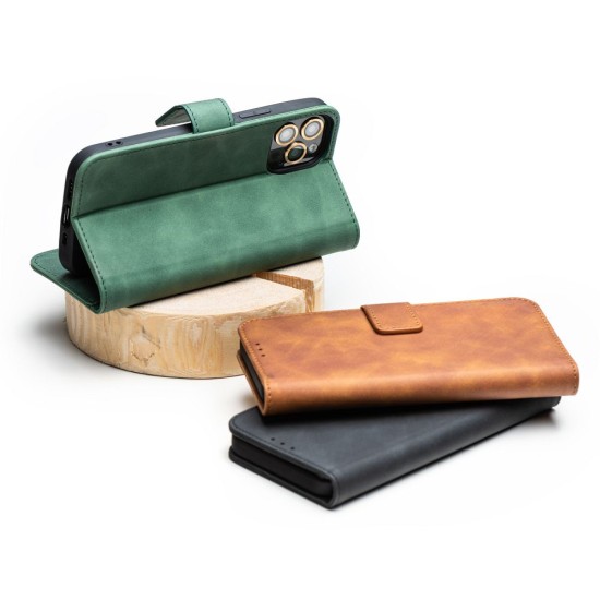 Forcell Tender Book Case priekš Samsung Galaxy S25 FE 5G S731 - Tumši Zaļš - sāniski atverams maciņš ar stendu / grāmatveida maks