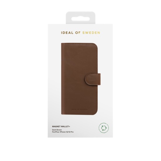 iDeal of Sweden Magnet Wallet+ Case priekš Apple iPhone 12 / 12 Pro - Brown - mākslīgās ādas sāniski atverams maciņš ar bamperu uz magnēta