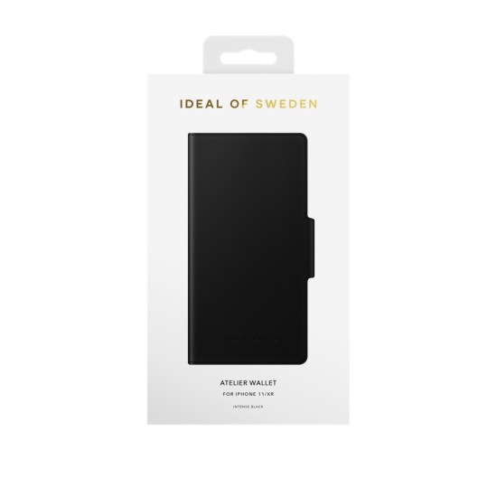 iDeal of Sweden Atelier AW21 Wallet Case priekš Apple iPhone 11 - Intense Black - mākslīgās ādas sāniski atverams maciņš ar bamperu uz magnēta
