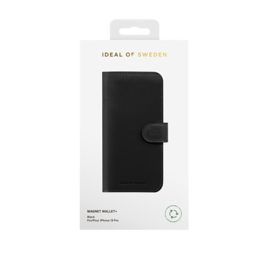 iDeal of Sweden Magnet Wallet+ Case priekš Apple iPhone 13 mini - Black - mākslīgās ādas sāniski atverams maciņš ar bamperu uz magnēta