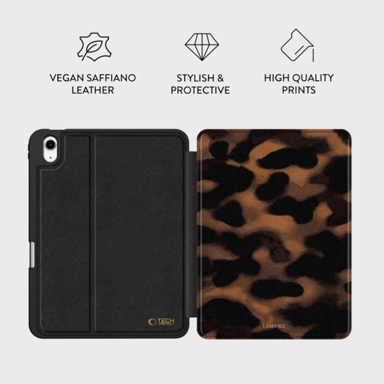 Tech-Protect Lamano Case priekš Apple iPad 10.9 (2022) / 11 (2025) - Brūns / Melns - sāniski atverams maciņš ar magnētu un stendu