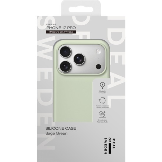 iDeal of Sweden Silicone MagSafe Back Case priekš Apple iPhone 17 Pro - Sage Green - silikona aizmugures apvalks / bampers-vāciņš
