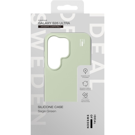iDeal of Sweden Silicone MagSafe Back Case priekš Samsung Galaxy S26 Ultra 5G - Sage Green - silikona aizmugures apvalks / bampers-vāciņš