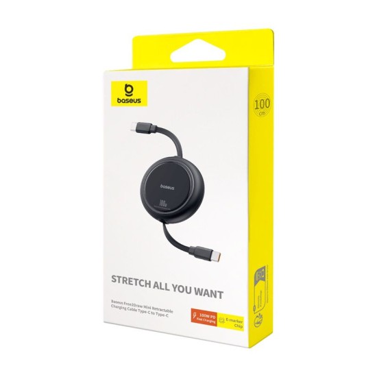 Baseus 1M Free2Draw Cable PD 100W Fast Charging Type-C to Type-C - Melns - USB-C lādēšanas un datu kabelis / vads