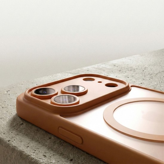 Mag Matt Case with MagSafe (camera protection) priekš Apple iPhone 17 Pro - Brūns - matēts silikona-plastikāta aizmugures apvalks / bampers-vāciņš