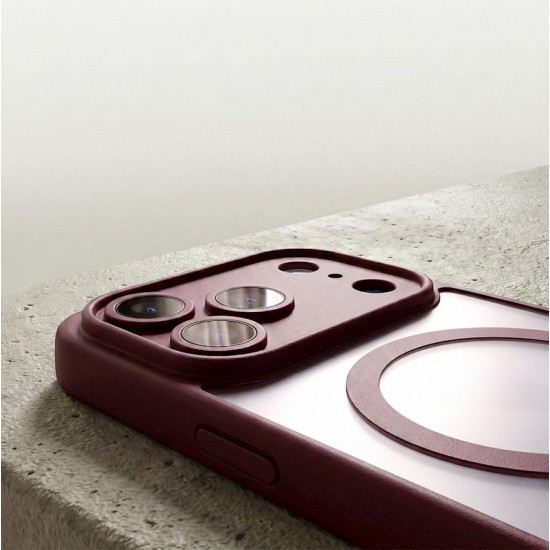 Mag Matt Case with MagSafe (camera protection) priekš Apple iPhone 17 Pro Max - Bordo - matēts silikona-plastikāta aizmugures apvalks / bampers-vāciņš