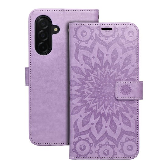 Forcell Mezzo Book Case priekš Samsung Galaxy A57 5G A576 - Violets / Mandala - sāniski atverams maciņš ar stendu un auklu / grāmatveida maks