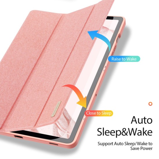 Dux Ducis Domo series priekš Samsung Galaxy Tab A11 Plus X230 / X236 / Tab A9 Plus X210 / X215 / X216 - Rozā Zelts - sāniski atverams maciņš ar magnētu un stendu
