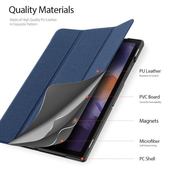 Dux Ducis Domo series priekš Samsung Galaxy Tab A11 Plus X230 / X236 / Tab A9 Plus X210 / X215 / X216 - Tumši Zils - sāniski atverams maciņš ar magnētu un stendu