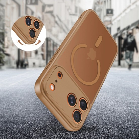 Tech-Protect Basicmag Matte Magsafe Back Case priekš Apple iPhone 17 Pro - Brūns - silikona-plastikāta aizmugures apvalks / bampers-vāciņš