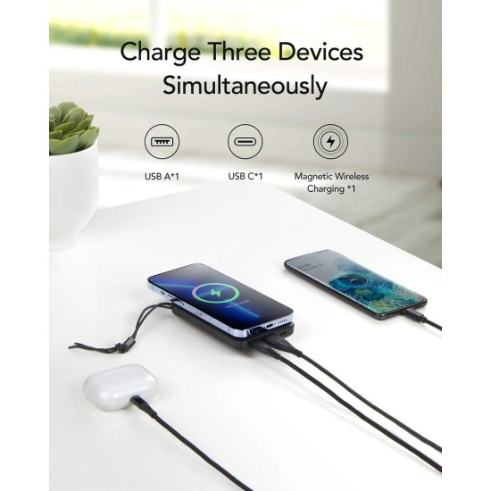Veger MagOn 10000mAh QC 3.0 / PD 20W Power Bank with MagSafe - Melns - Ārējas uzlādes batereja lādētājs-akumulators (Power Bank)