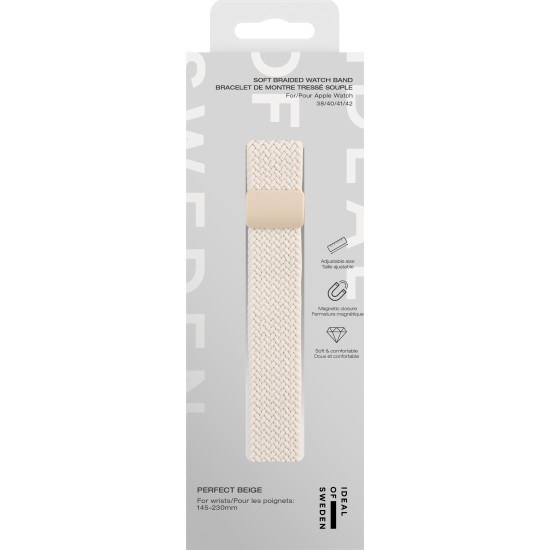iDeal of Sweden Soft Braid Watch Band priekš Apple Watch 42 / 44 / 45 / 46mm / Ultra 49 mm - Perfect Beige - siksniņa (josta) priekš pulksteņiem