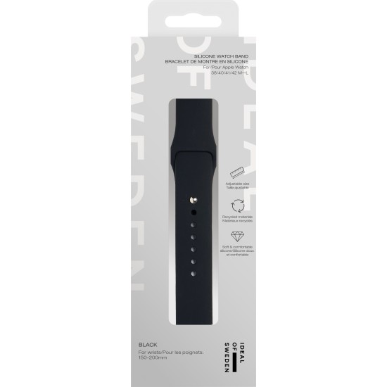 iDeal of Sweden Silicone M-L Watch Band priekš Apple Watch 42 / 44 / 45 / 46mm / Ultra 49 mm - Black - silikona siksniņa (josta) priekš pulksteņiem