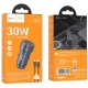 HOCO (Z57A) Car Charger USB / Type-C QC 3.0 / PD 30W with Type-C to Lighning cable - Melns - USB un Type-C Auto lādētājs telefoniem ar Ligtning vadu
