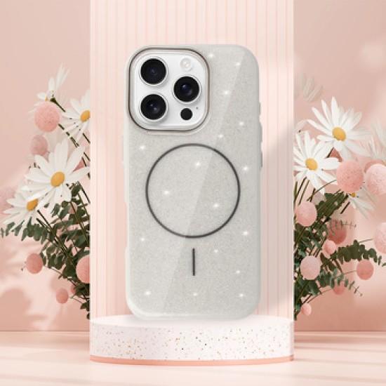 Glitter Thin Magsafe Back Case для Apple iPhone 16e / 17e - Серый - силиконовый чехол-накладка / бампер крышка