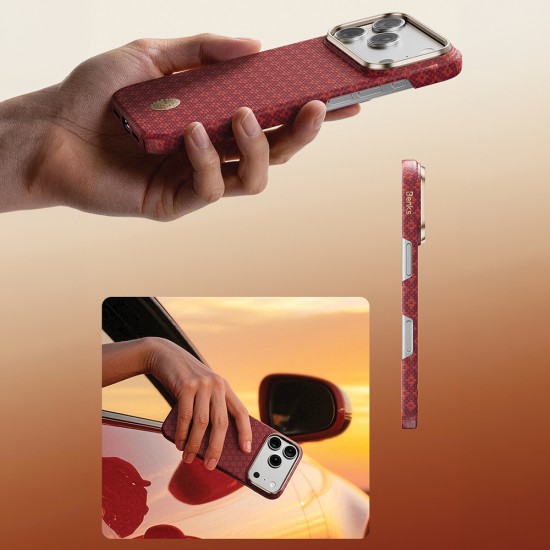 Benks ArmorGrid Air Beyond Kevlar Case with MagSafe priekš Apple iPhone 17 Pro Max / 18 Pro Max - Sarkans - aramīda aizmugures apvalks / bampers-vāciņš