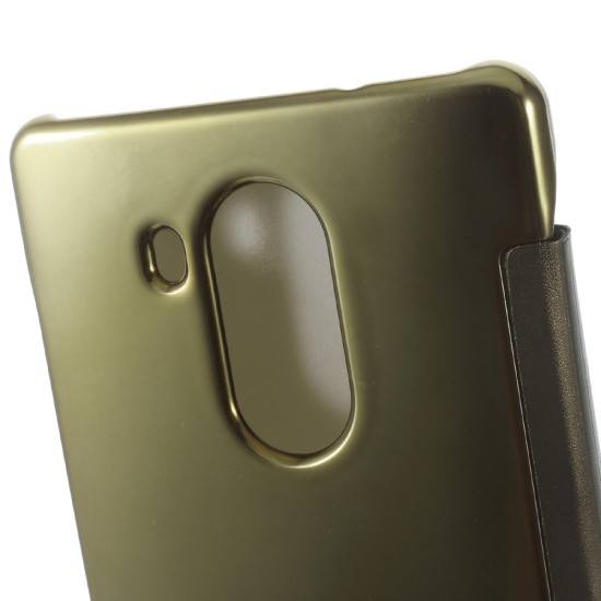 Clear View Cover Mirror Surface priekš Huawei Mate 8 - Gold - sāniski atverams maciņš (maks grāmatiņa, book wallet case cover stand)