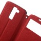 RoarKorea Fancy Diary View LG K8 K350 - Sarkans - sāniski atverams maciņš ar stendu un lodziņu (ādas maks, grāmatiņa, leather book wallet case cover stand)