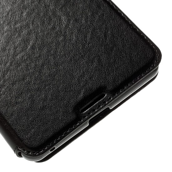 RoarKorea Noble View Sony Xperia C5 Ultra E5553 / E5563 / E5533 Dual - Melns - sāniski atverams maciņš ar stendu un lodziņu (ādas maks, grāmatiņa, leather book wallet case cover stand)