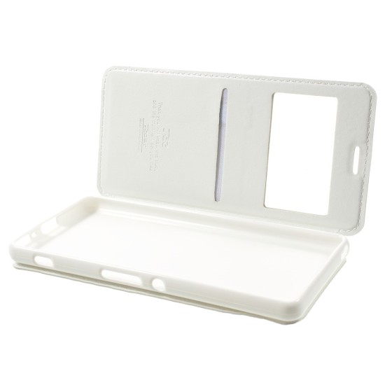 RoarKorea Noble View Sony Xperia XA F3111 / F3112 - Balts - sāniski atverams maciņš ar stendu un lodziņu (ādas maks, grāmatiņa, leather book wallet case cover stand)