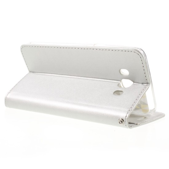 RoarKorea Only One Flip Case priekš HTC One M9 - Sudrabains - sāniski atverams maciņš ar stendu (ādas grāmatveida maks, leather book wallet cover stand)
