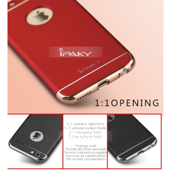 IPAKY 3-In-1 Electroplating PC Hard Back Cover priekš Apple iPhone 6 / 6S - Sudrabains - plastikas aizmugures apvalks (bampers, vāciņš, PU back cover, bumper shell)