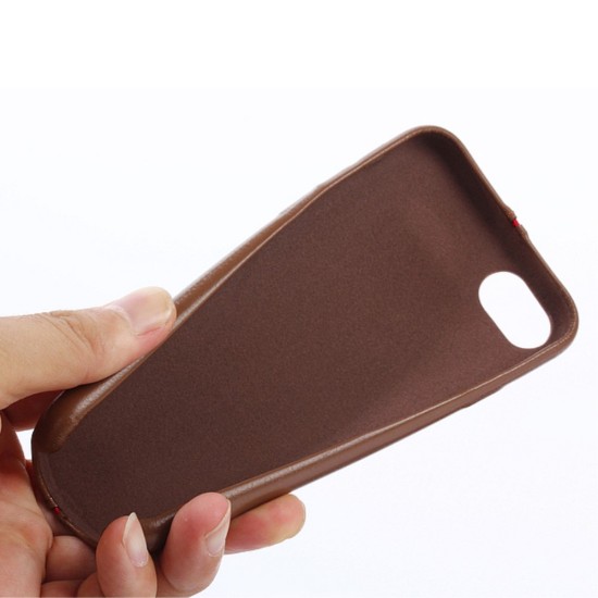 HOCAR Contrast Color PU Leather Back Case priekš Apple iPhone 7 / 8 / SE2 (2020) / SE3 (2022) - Brūns - ādas aizmugures apvalks / bampers-vāciņš