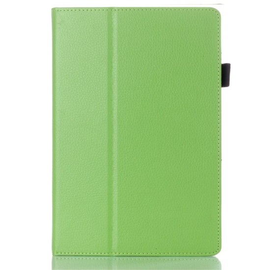 Green Lychee Grain Textured Leather Case Stand for Lenovo IdeaTab A10-70 A7600 - sāniski atverams maciņš ar stendu (ādas maks, grāmatiņa, leather book wallet case cover stand)