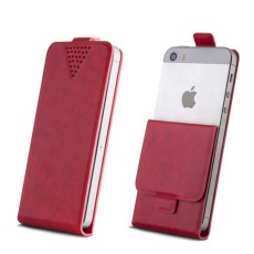 GreenGo Sligo Universālas fiksācijas maks 4.6 - 5.0-inch - Sarkans - vertikāli atverams maciņš (ādas telefona maks, leather book vertical flip case cover)