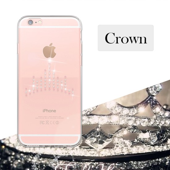 Kingxbar Swarovski Charm series priekš Apple iPhone 6 / 6S - Crown - plastikāta aizmugures apvalks ar kristāliem (bampers, vāciņš, slim TPU case cover, bumper)