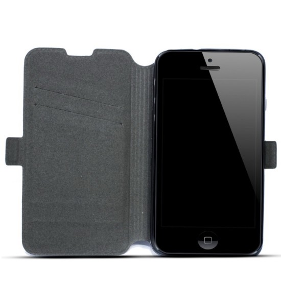 Telone Super Slim priekš LG K4 K120 / K130 - Melns - sāniski atverams maciņš ar stendu (ādas maks, grāmatiņa, leather book wallet case cover stand)