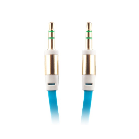 Noodle-shaped 3-pin 3.5mm Male to 3.5mm Male Stereo Aux Audio cable (length: 1M) - Zils - audio vads kabelis