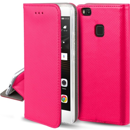 Smart Magnet Book Case priekš LG K4 K120 / K130 - Rozā - sāniski atverams maciņš ar stendu (ādas maks, grāmatiņa, leather book wallet case cover stand)