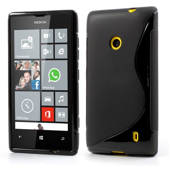 Melns S-Line Wave TPU Jelly Skin Cover for Nokia Lumia 520 / 525