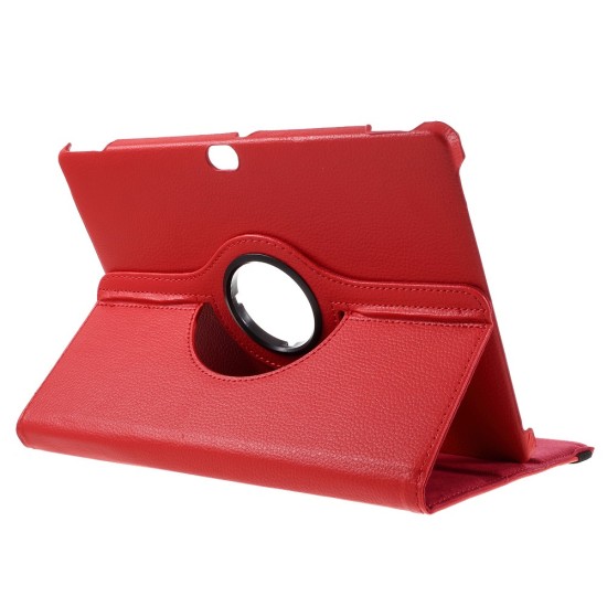 Litchi Skin Leather Case with 360 Degree Rotating Stand for Huawei MediaPad M2 10 (M2-A01W / M2-A01L) 10.1-inch - Red - sāniski atverams maciņš ar stendu (ādas maks, grāmatiņa, leather book wallet case cover stand)