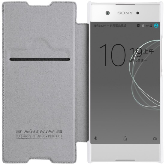 NILLKIN Qin Series Leather Flip Case priekš Sony Xperia XA1 G3116 / G3121 - Balts - sāniski atverams maciņš (ādas maks, grāmatiņa, leather book wallet case cover)