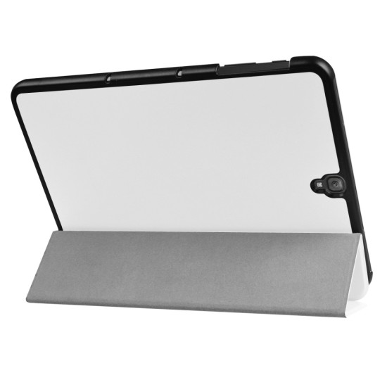 Tri-fold Stand PU Leather Case priekš Samsung Galaxy Tab S3 9.7-inch T820 / T825 - White - sāniski atverams maciņš ar stendu
