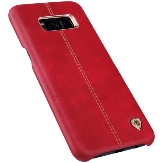 NILLKIN Englon Textured Leather Skin Hard Back Case for Samsung Galaxy S8 Plus G955 - Red - ādas aizmugures apvalks (bampers, vāciņš, leather cover, bumper)