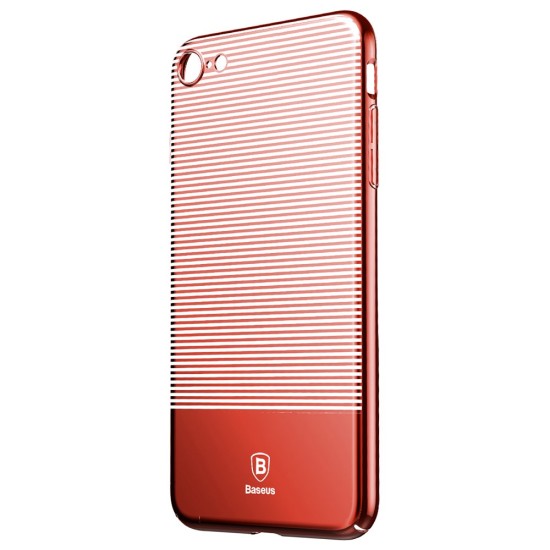 BASEUS Stripe Design Plating PC Hard Phone Cover priekš Apple iPhone 7 / 8 / SE2 (2020) / SE3 (2022) - Sarkans - silikona aizmugures apvalks / bampers-vāciņš