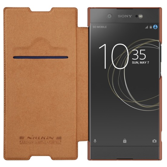 NILLKIN Qin Series Card Slot Flip Leather Mobile Shell priekš Sony Xperia XA1 Ultra G3212 / G3221 - Brūns - sāniski atverams maciņš (ādas maks, grāmatiņa, leather book wallet case cover)