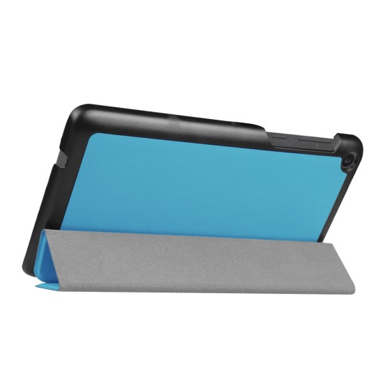 Tri-fold Stand PU Smart Auto Wake/Sleep Leather Case priekš Lenovo Tab 3 7.0 710 - Baby Blue - sāniski atverams maciņš ar stendu